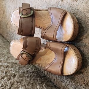 Born, wedge, taupe/tan, 4" cork heel, worn once